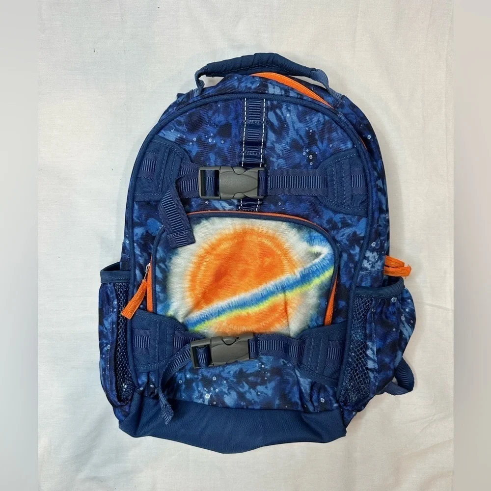 Pottery Barn Kids Mackenzie‎ SMALL 15” Navy Planet Tie-dye Backpack NEW G…